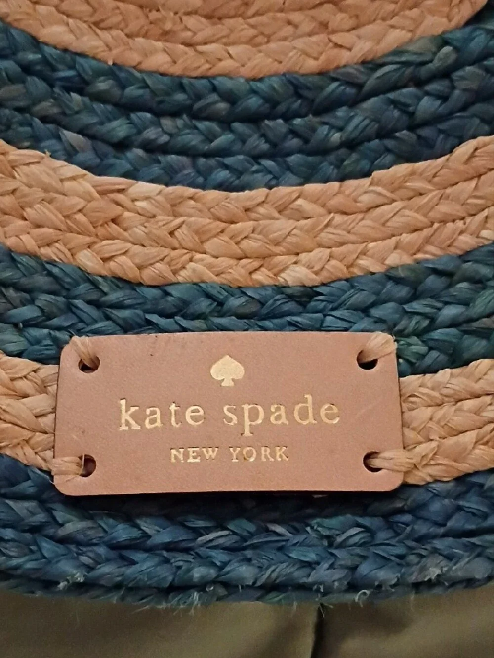 kate spade Blue and Natural Striped Round Straw Tote - Picture 2 of 3